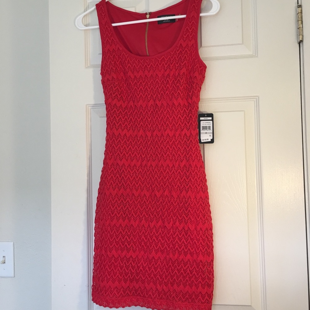 Red sleeveless cocktail dress by Guess